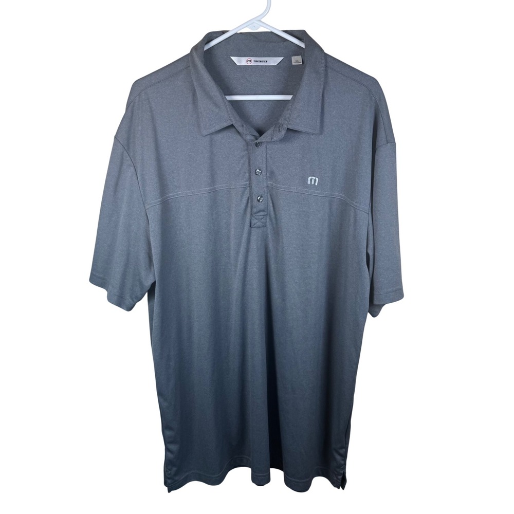TravisMathew Performance Polo Shirt Mens 3XL Gray Short Sleeve Golf Pique Active